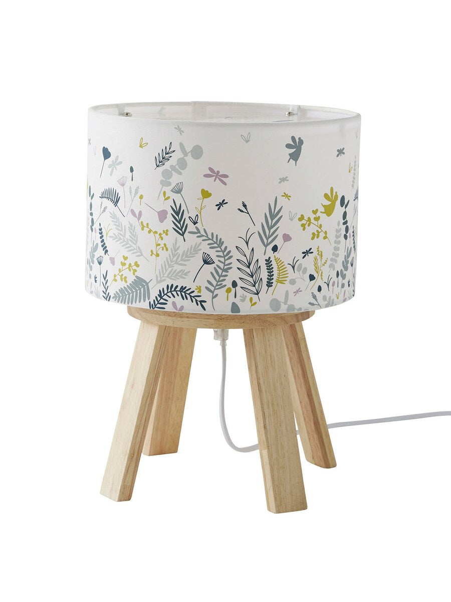 Bordlampe BOTANIK med blomstertrykk for barnerom foran