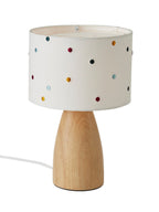 Bordlampe med fargerike prikker i bomull, 30 cm forfra