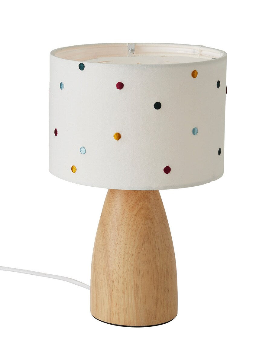 Bordlampe med fargerike prikker i bomull, 30 cm forfra