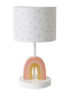 Bordlampe med fargerike prikker og regnbue 32,5 cm forfra
