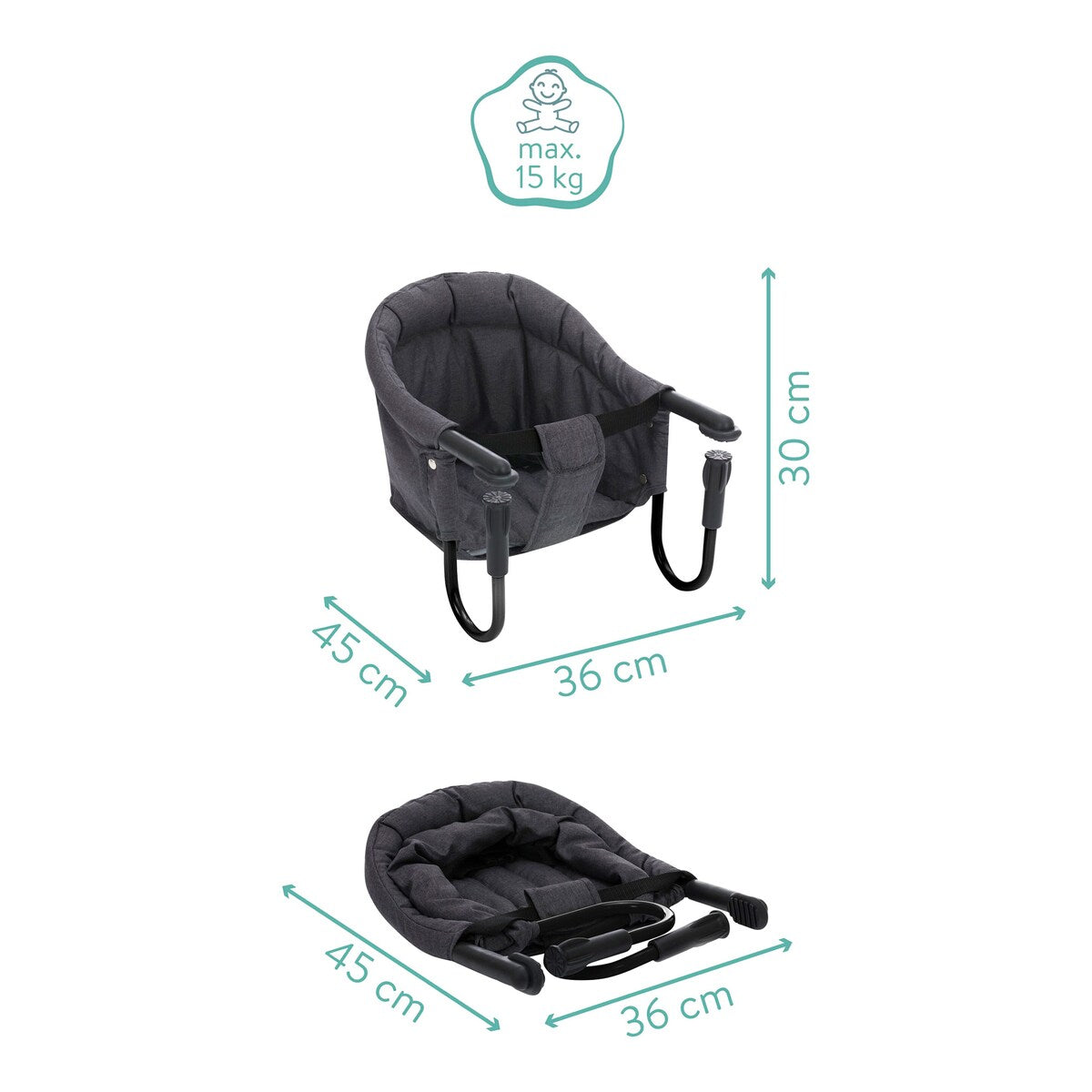 Bordstol Flexi for bordplate 2-8,5 cm fra 6 mnd - babycab