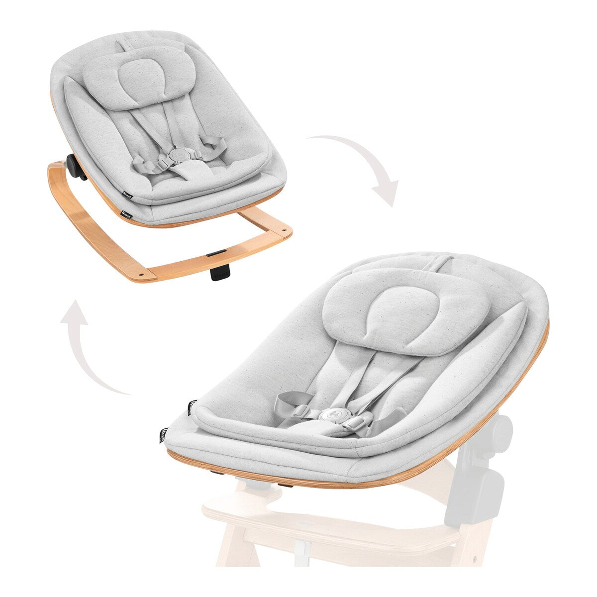 Bouncer Eco vippestol forfra med polstret liggeflate