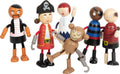 Bøyelige piratfigurer i tre 6 deler fra forfra