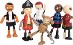 Bøyelige piratfigurer i tre 6 deler fra forfra