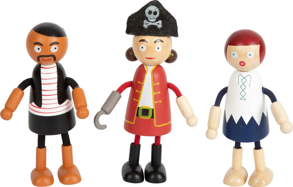 Sidebilde av bøyelige piratfigurer i tre 6 deler