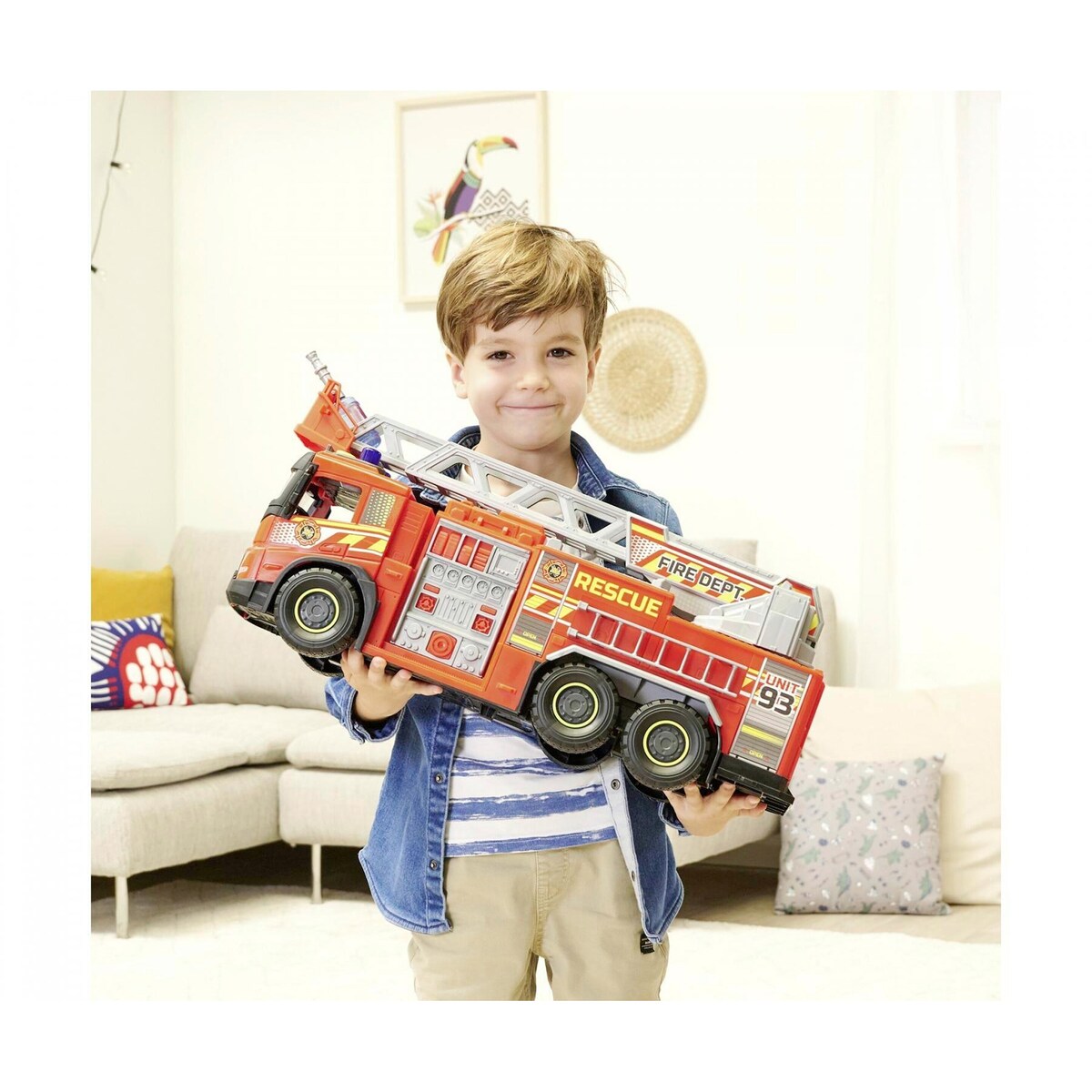 Lys- og lydeffekter på Brannbil Giant Fire Truck 57 cm