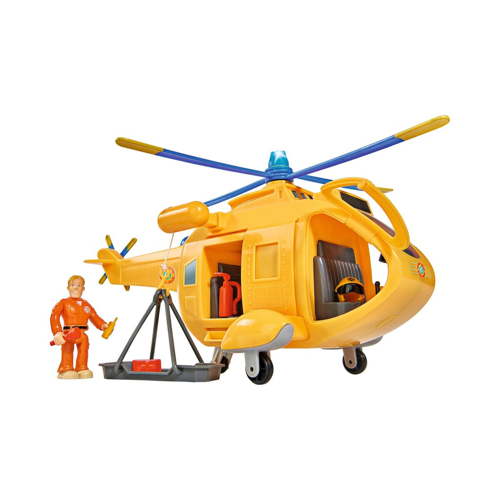 Brannmann Sam helikopter Wallaby II med figur forfra