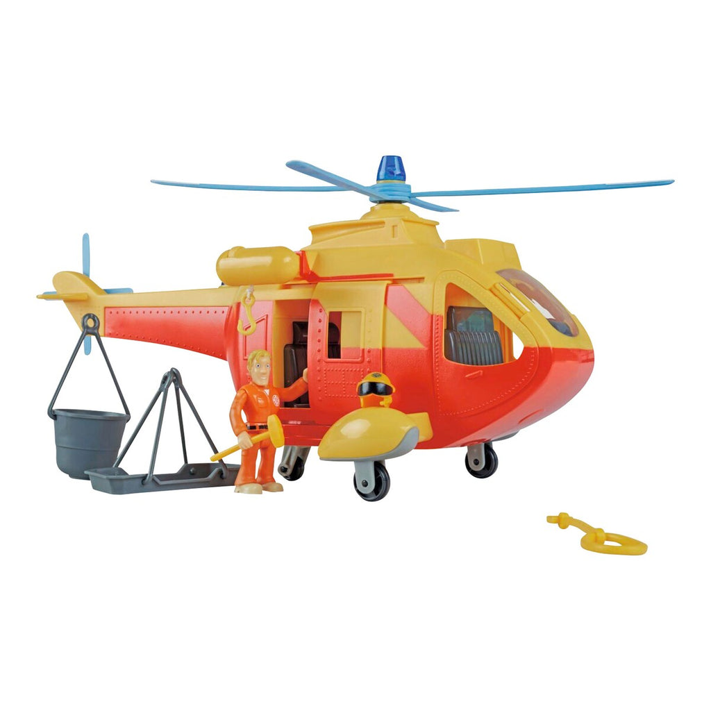 Brannmann Sam helikopter Wallaby II med figur forfra