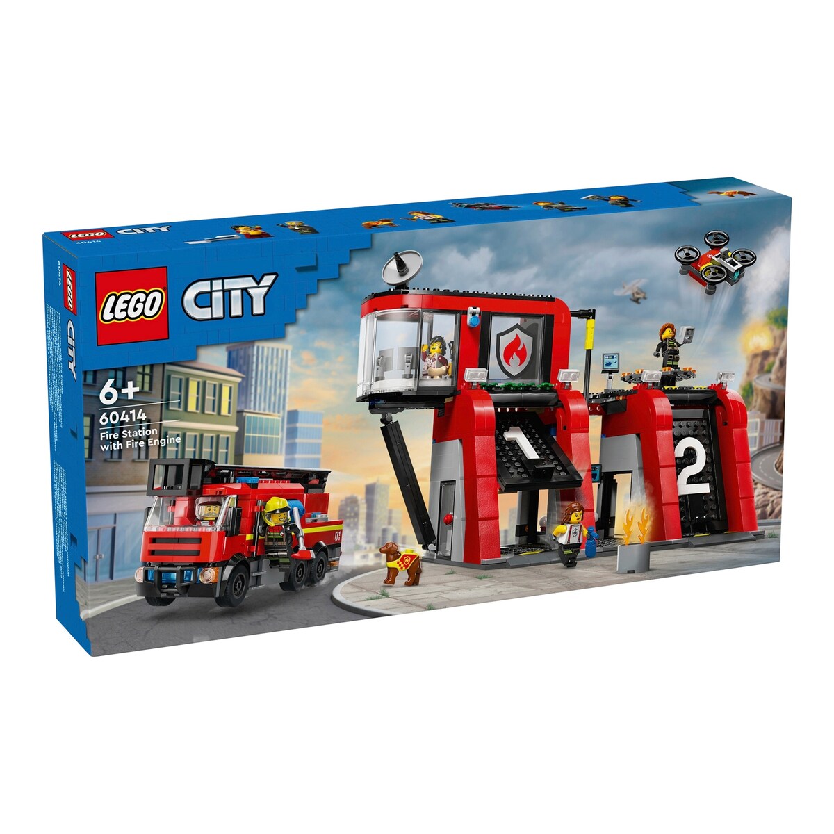 Brannstasjon med stigebil 60414 fra LEGO City forfra
