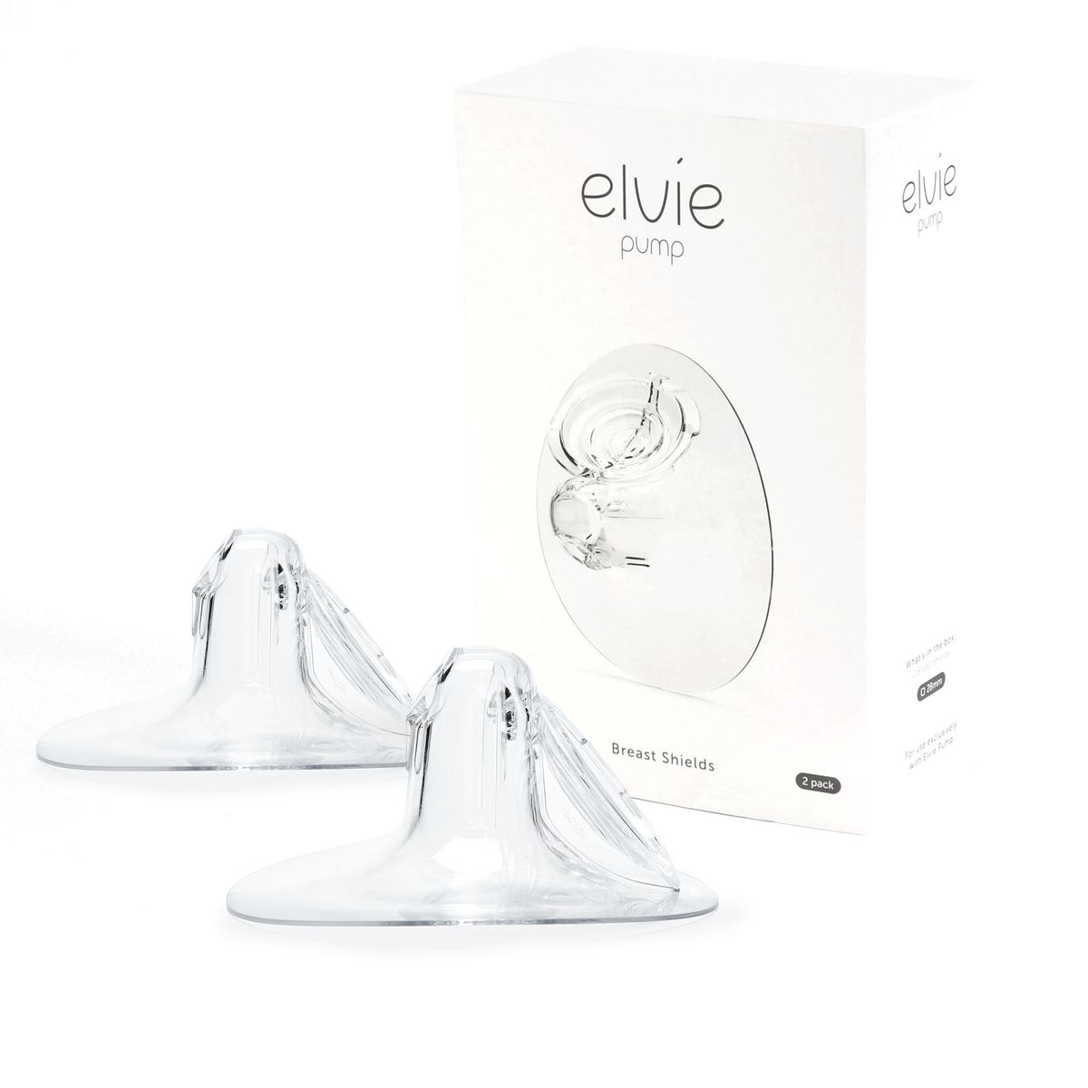 Brystskåler 2-pack 28 mm til brystpumpe Elvie Pump forfra