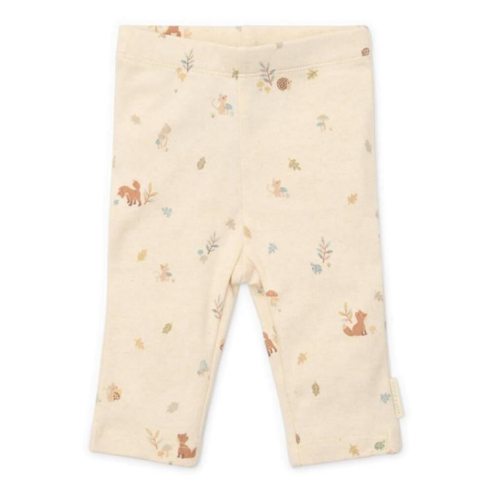 Bukse Forest Friends økologisk bomull str. 62 beige - Little Dutch forfra