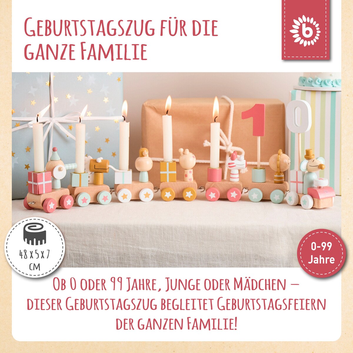 Bursdagstog i tre Berry Look med 6 lys detalj av lokomotiv