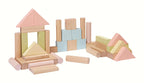 Byggeklosser i gummitreverk 40 deler pastell natur bakside