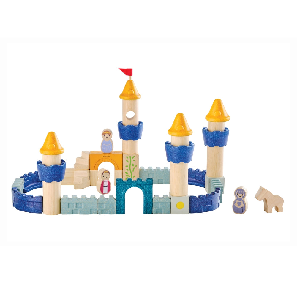 Byggeklosser i tre slott 40 deler - PlanToys bakside