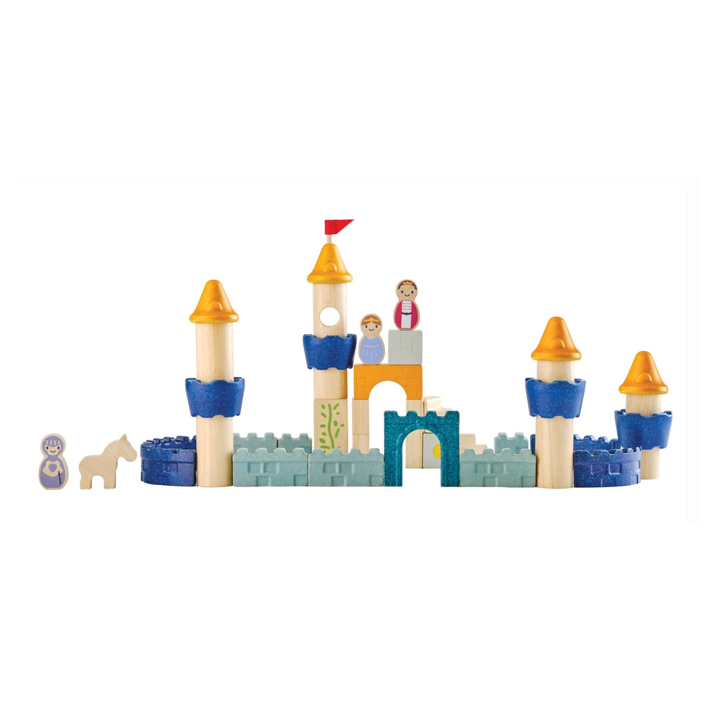 Detalj av Byggeklosser i tre slott 40 deler - PlanToys