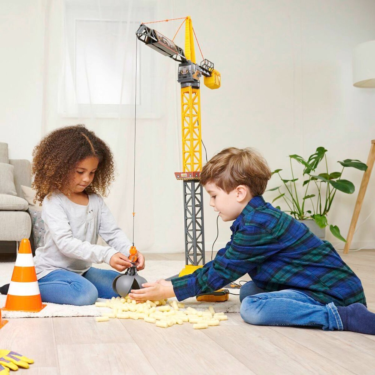 Montert Byggekran Mighty Crane 110 cm med fjernkontroll i lek