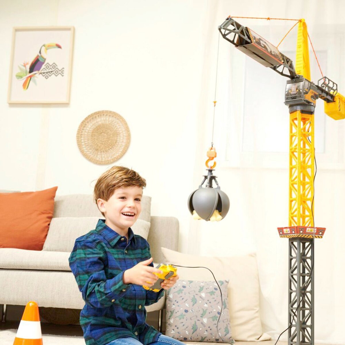 Nærbilde av fjernkontroll til Byggekran Mighty Crane 110 cm