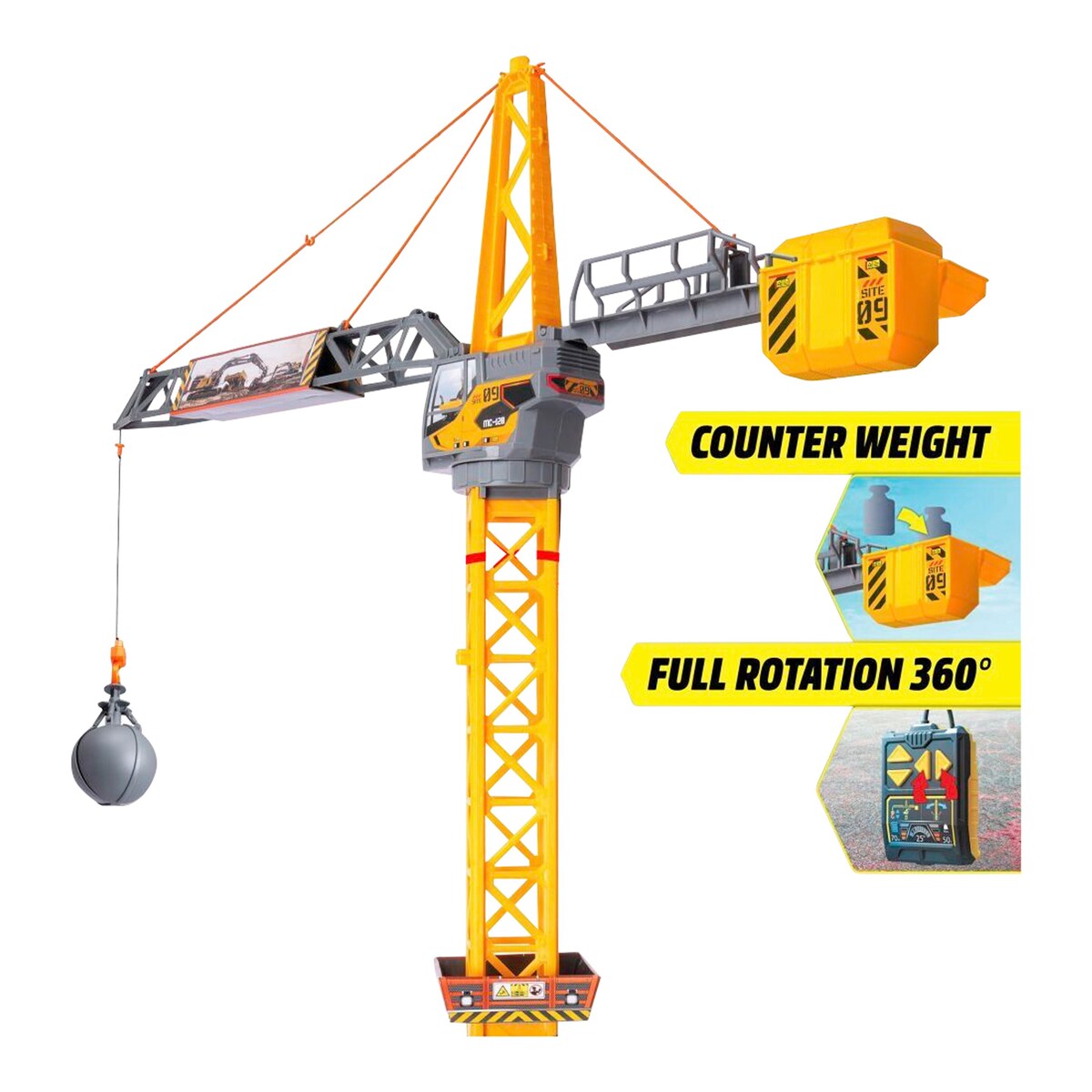 Sidebilde av Byggekran Mighty Crane 110 cm med fjernkontroll