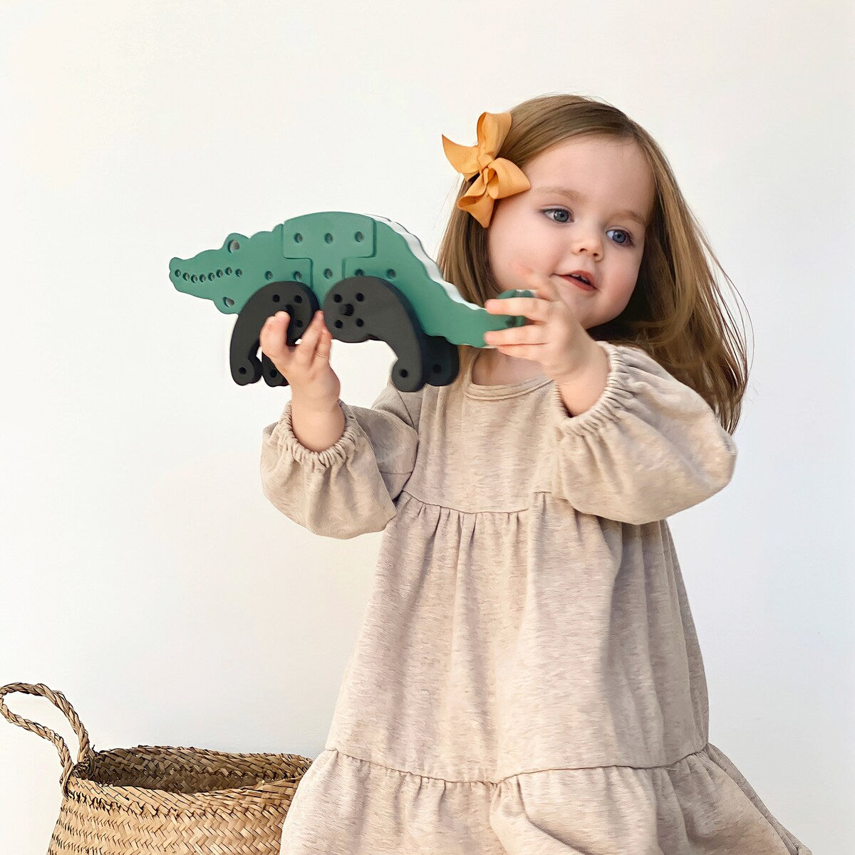 Byggesett Dra-Cro-Saurus 3-i-1 montert som dinosaur