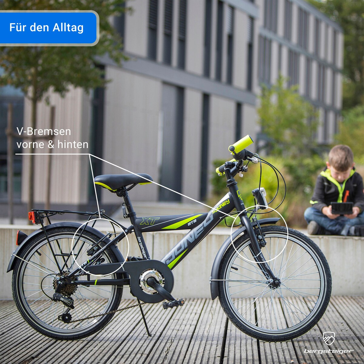 Bysykkel Sydney 20/24 tommer for barn med Y-ramme med stående baklys
