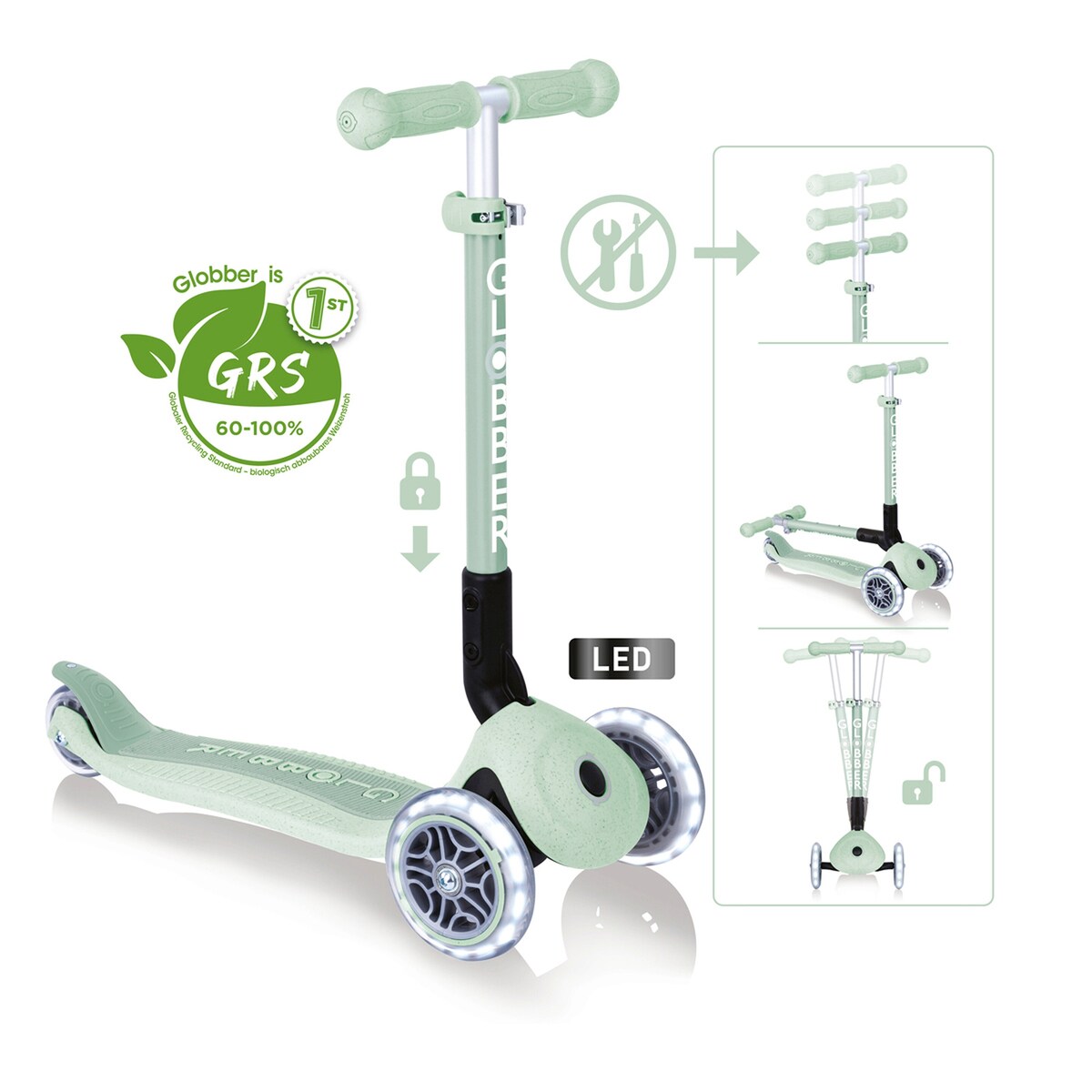 Sparkesykkel Junior Foldable Lights ECO fra 2 år - Globber