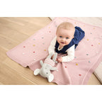 Babyteppe strikk med gritering elefant 80x100 cm bomull - BORNINO HOME