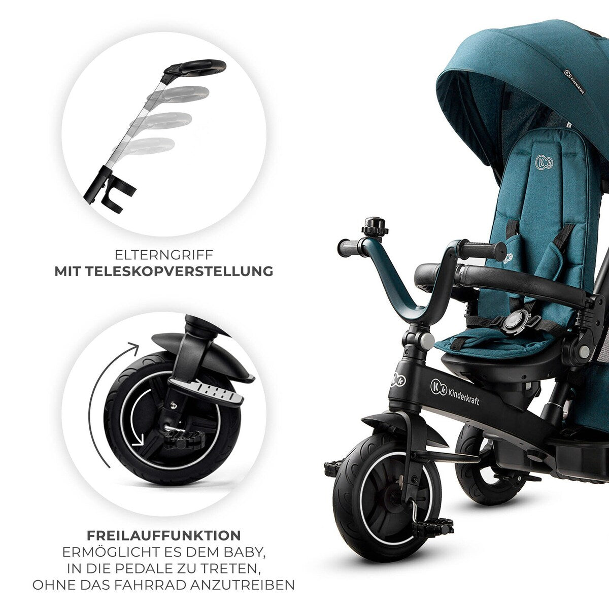 Trehjulssykkel EASYTWIST 5-i-1 fra 9 mnd, svingbart sete - Kinderkraft