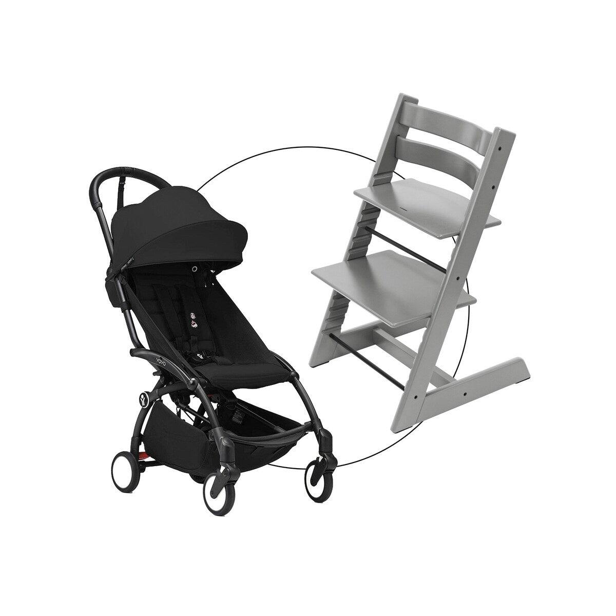 Pakke Tripp Trapp barnestol inkl. YOYO3 stell svart & tekstilsett 6+ svart - Stokke