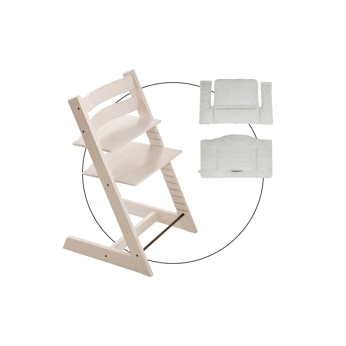 Trappestol Tripp Trapp med sittepute Nordic Grey i bøk - Stokke