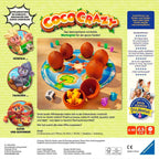 Bakside av Coco Crazy hukommelsesspill med spillkomponenter