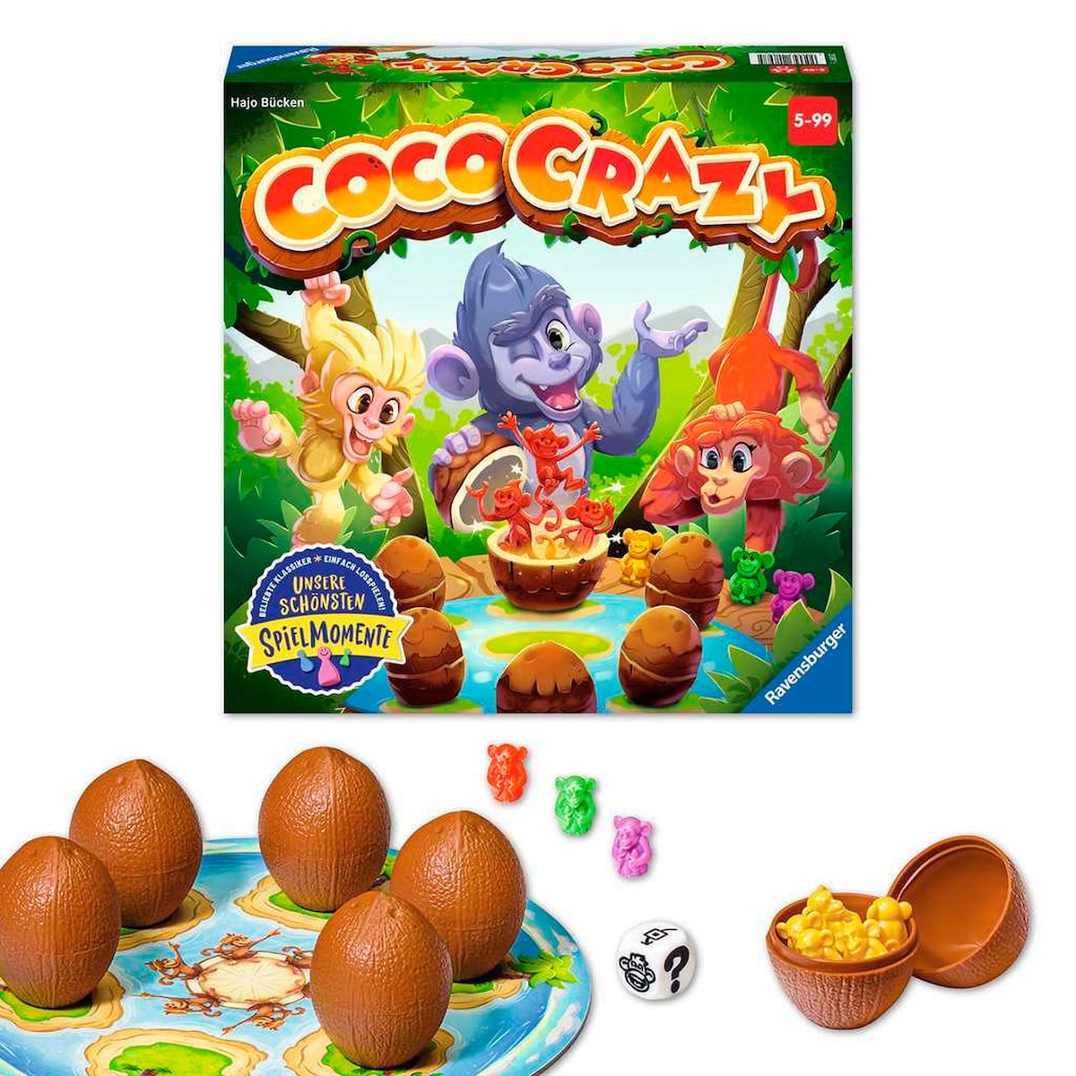 Montert spillbrett med kokosnøtter i Coco Crazy hukommelsesspill