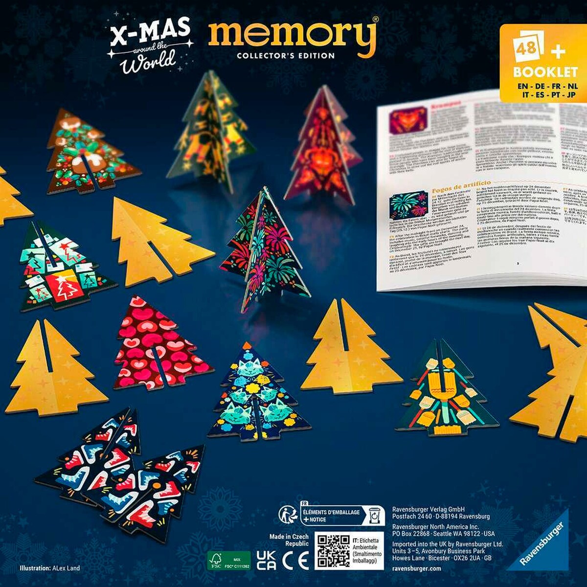 Collector's memory® jul juletrær-kort bakside med spilleregler