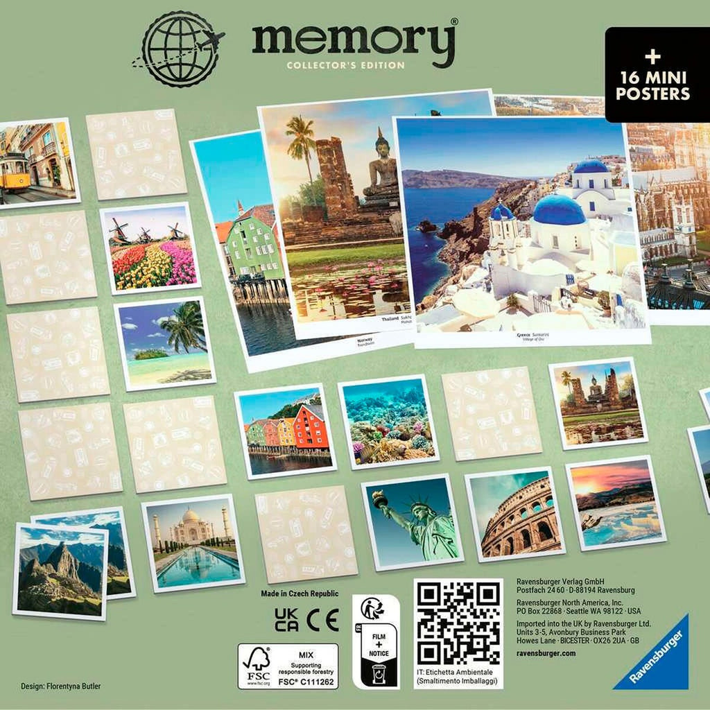 Collector's memory® reisemål kortspill baksiden av kort