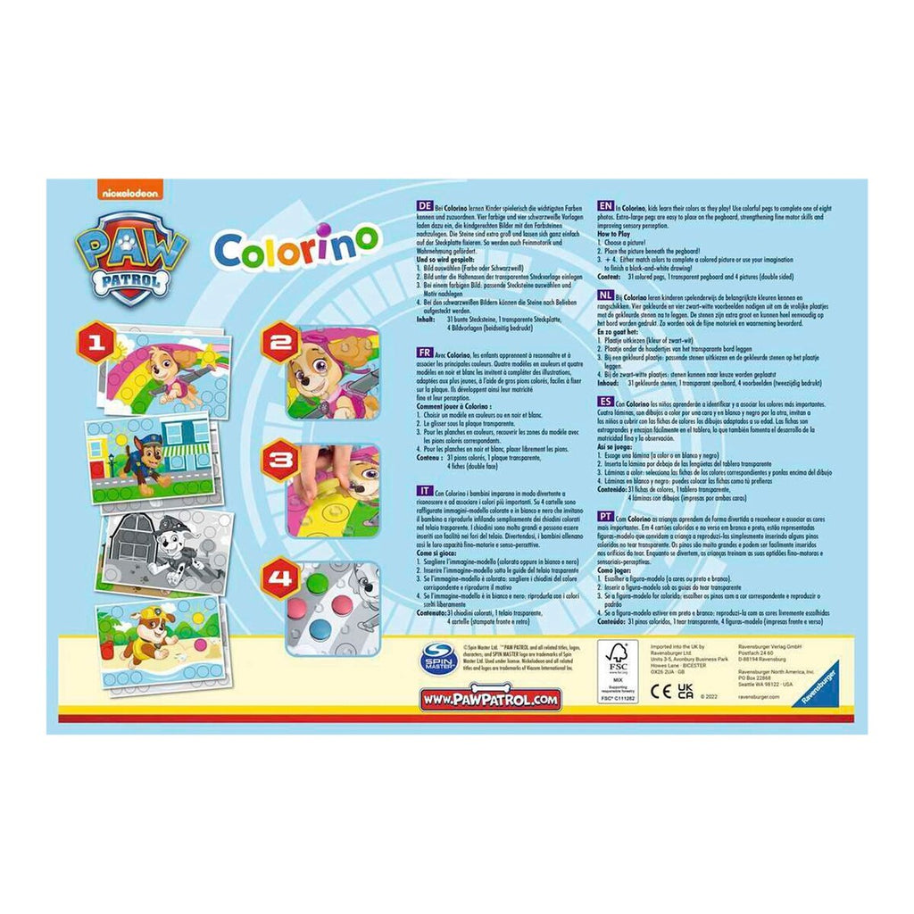 Detalj av Colorino farge-stikkespill PAW Patrol med gjennomskinnelig plate
