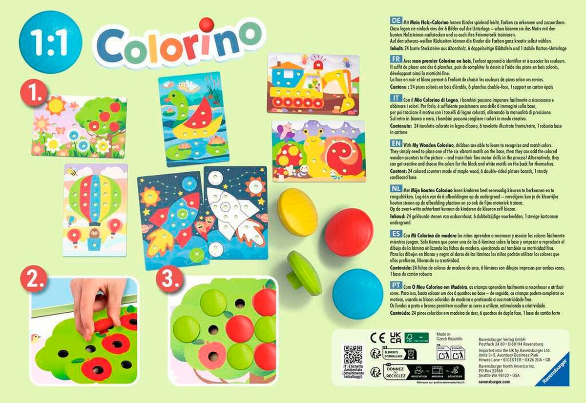 Colorino fargespill i tre fra 2 år, 24 brikker bakside