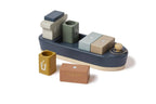 Containerskip i tre med magnetlasting 25 cm bakside