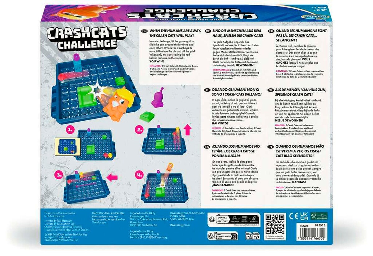 Crash Cats Challenge logikkspill bakside med oppbevaringsboks