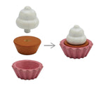 Cupcakes bakesett i tre og stoff fra 2 år fra PlanToys detalj av cupcakes