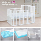 Bedside-seng Maxi med madrass og barneseng-sett i bøk - babybay®