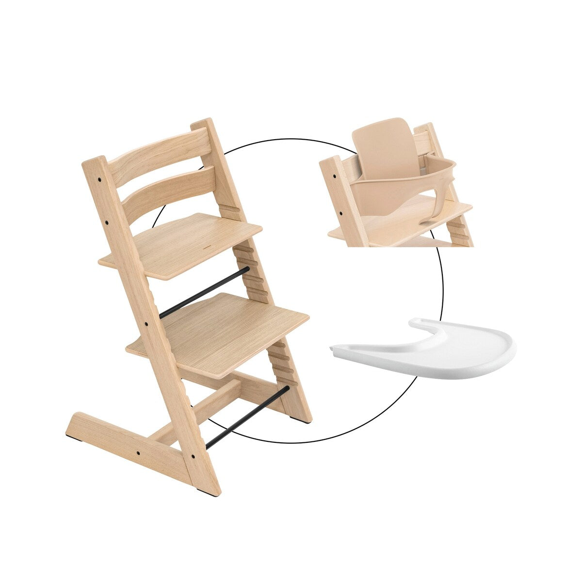 Tripp Trapp barnestol eik med babysett og brett 79 cm - Stokke