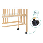 Bedside crib Cocon 40x90 cm massiv bøk med hjul - Fillikid
