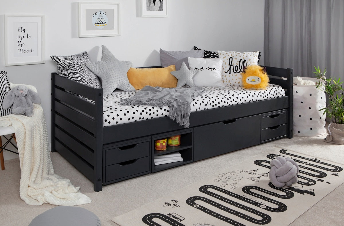 Sofaseng Naomi med oppbevaringsskuffer 90x200 cm furu - Ticaa