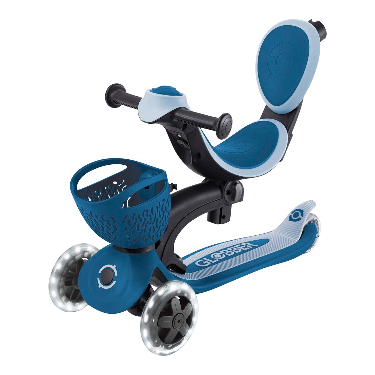 Sparkesykkel 3-i-1 Go-Up Baby 360 med lyshjul og LED-modul - Globber
