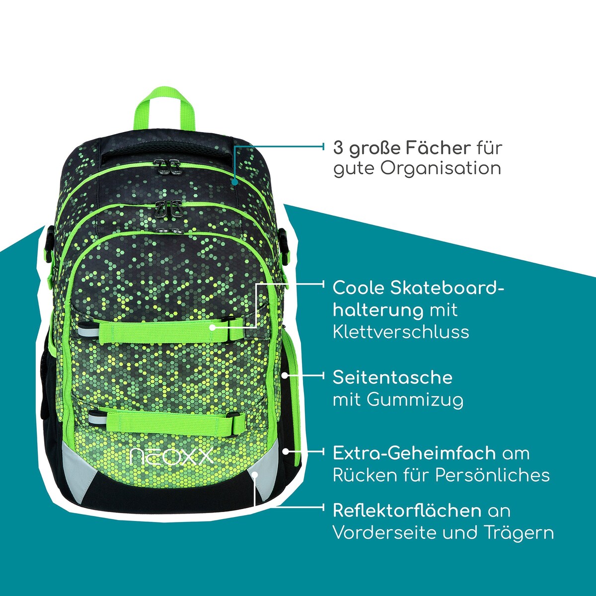 Skolesekk Active Pro med laptoplomme og organiser - neoxx