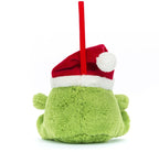 Dekorasjon Ricky Rain Frog med lue 10 cm montert på juletre