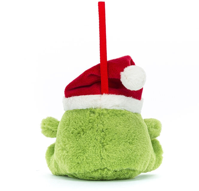 Dekorasjon Ricky Rain Frog med lue 10 cm montert på juletre