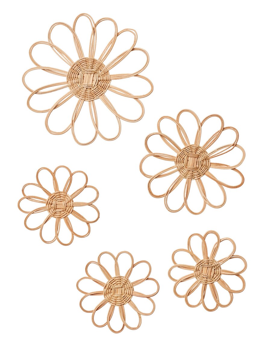 Dekorasjonsblomster i rotting 5-pack boho barnerom forfra