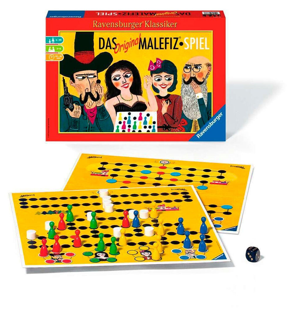 Detalj av brettet i Det originale Malefiz-spillet terningspill 2-4 spillere