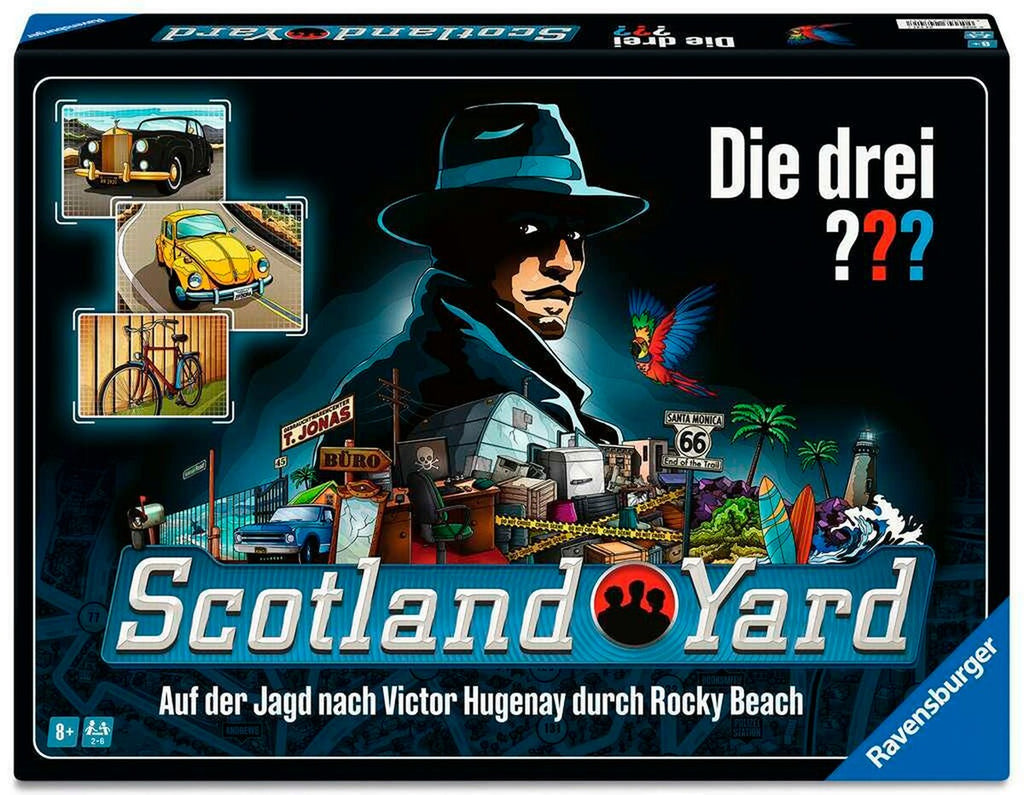 Die drei ??? Scotland Yard brettspill forfra med spillbrikker