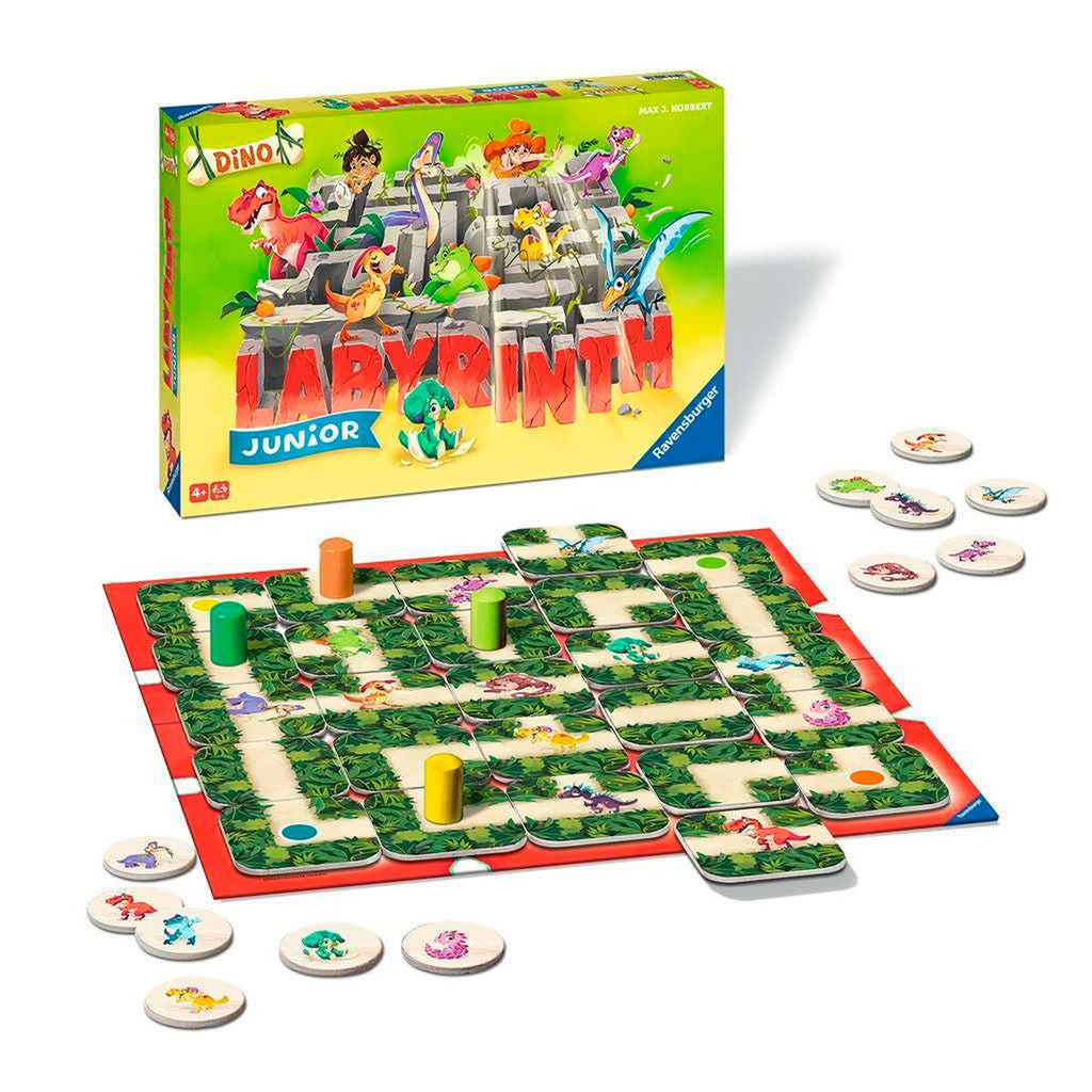 Detalj av Dino Junior Labyrinth spillbrett med dinosaurer